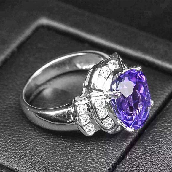 Violet Amethyst 4.80Ct 925 Sterling Silver Handmade Ring Sz 6 - Picture 5 of 6